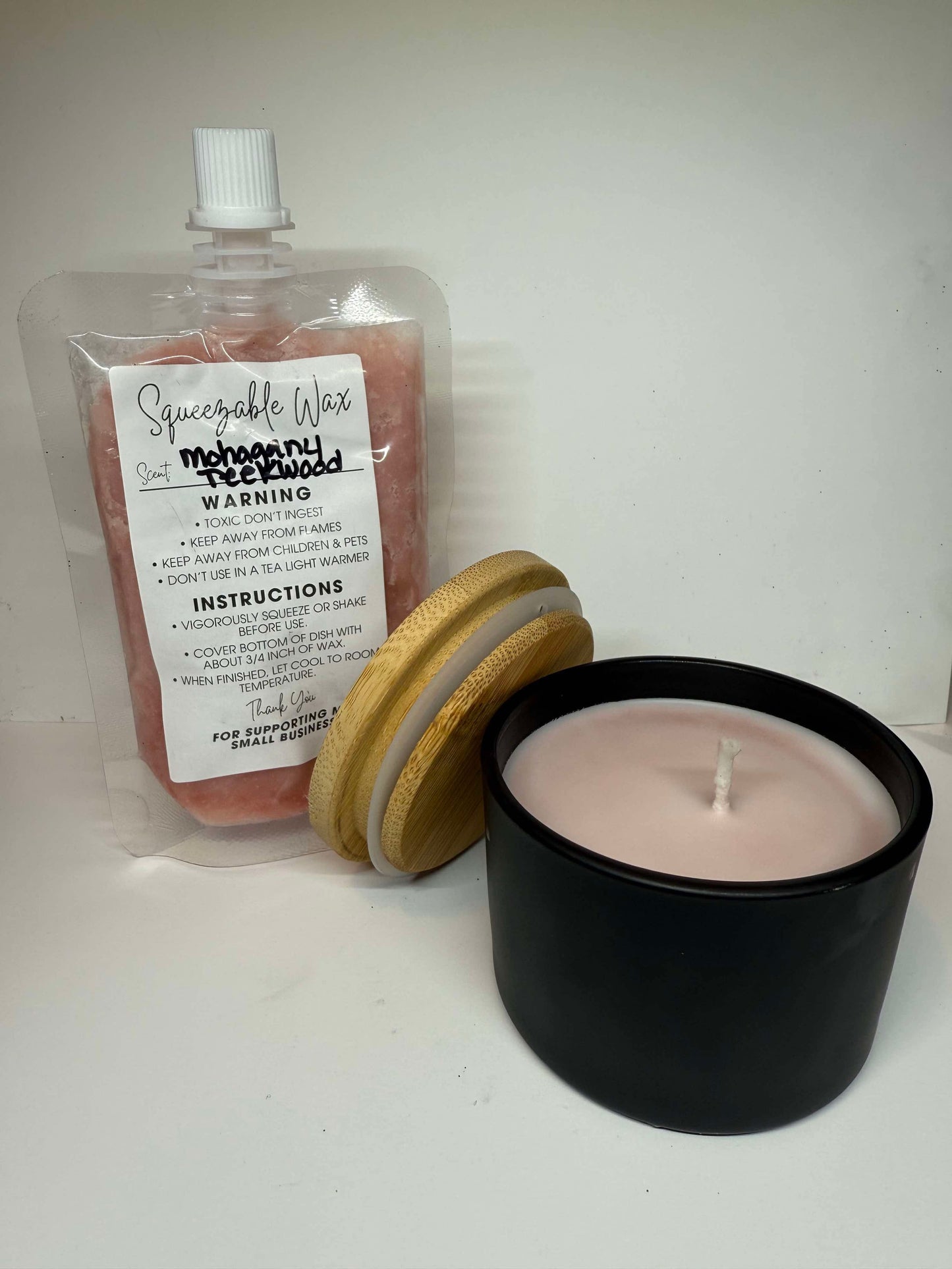 Mahogany teakwood candle & squeeze wax combo