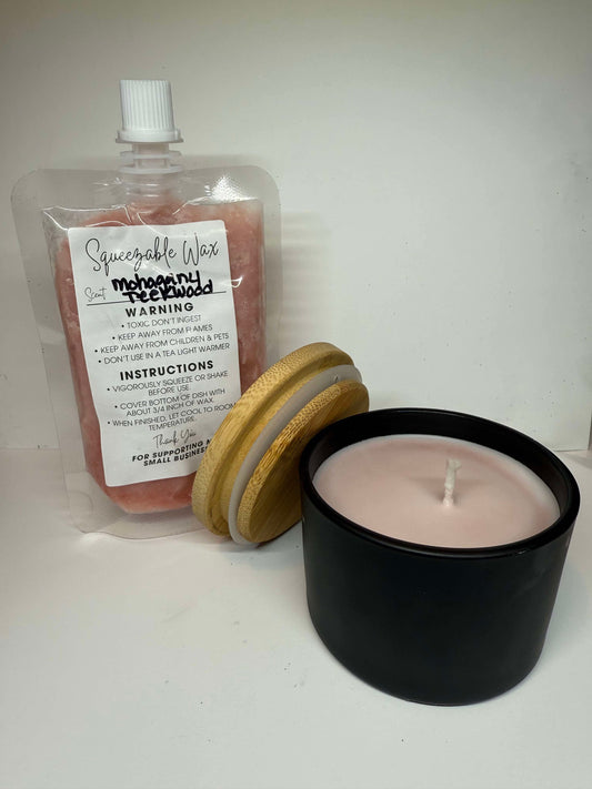 Mahogany teakwood candle & squeeze wax combo